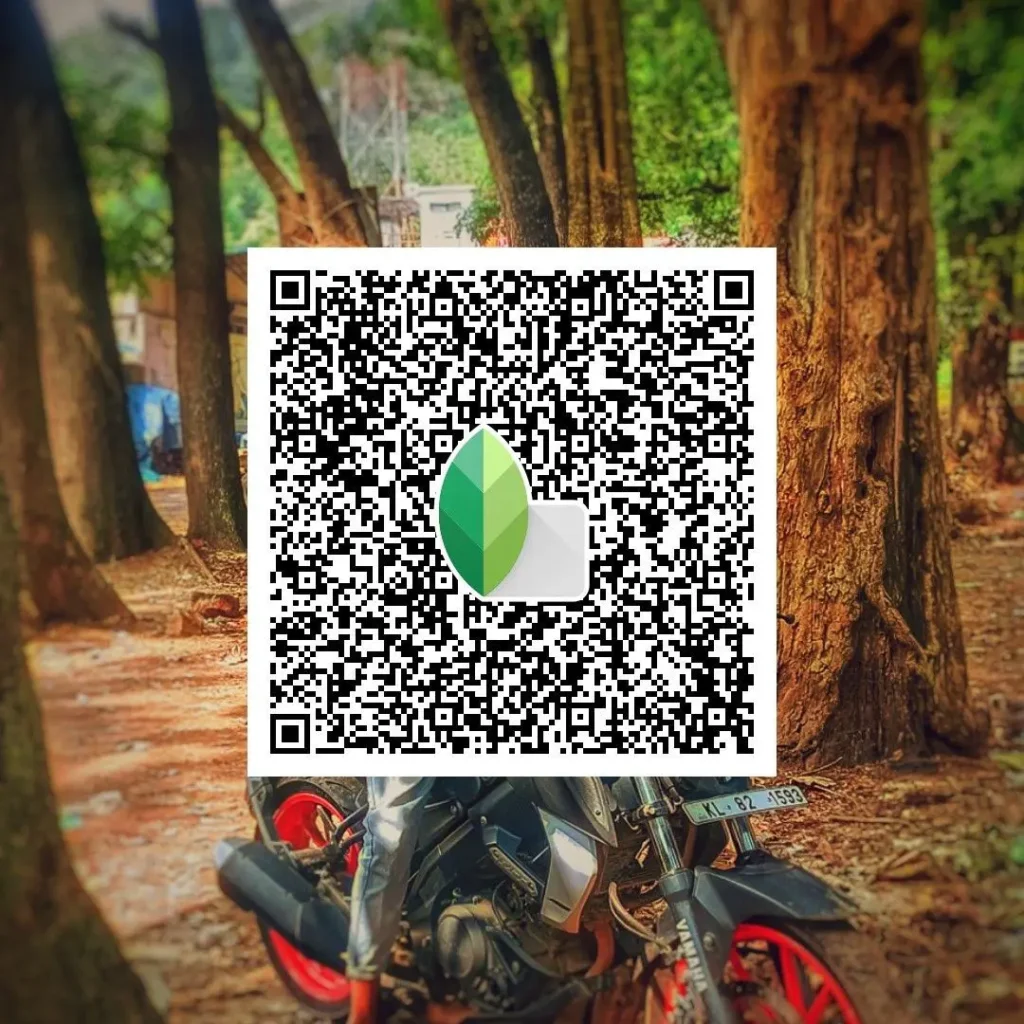 Bike photo edited using 4K Snapseed QR code with clear details