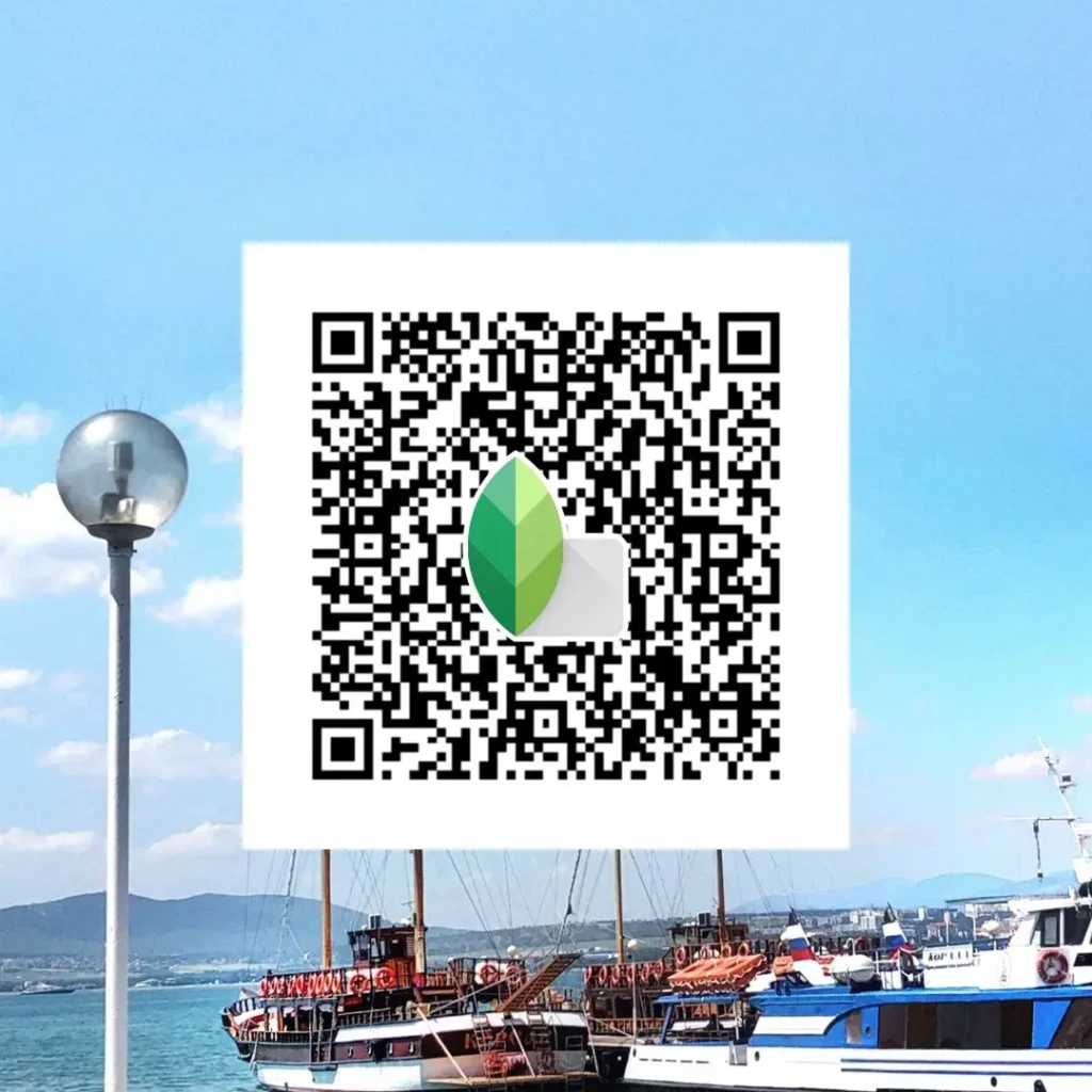 HD 4K Snapseed QR code applied on beach photo with clean tones