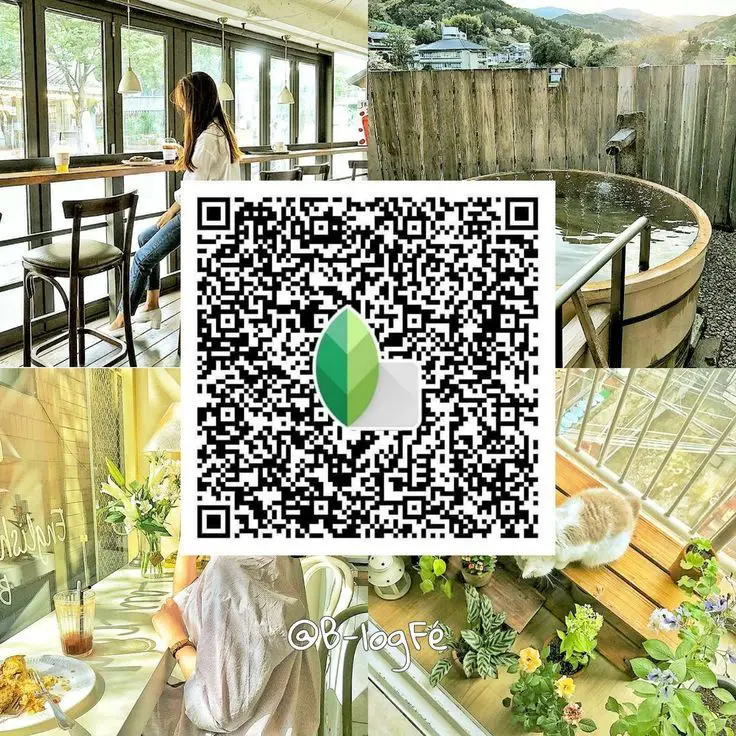 Low‑contrast indoor photo enhanced with Snapseed QR code