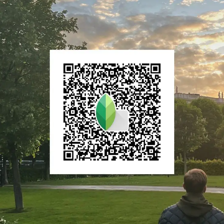 Portrait photo edited with Snapseed DSLR QR code for natural skin tones